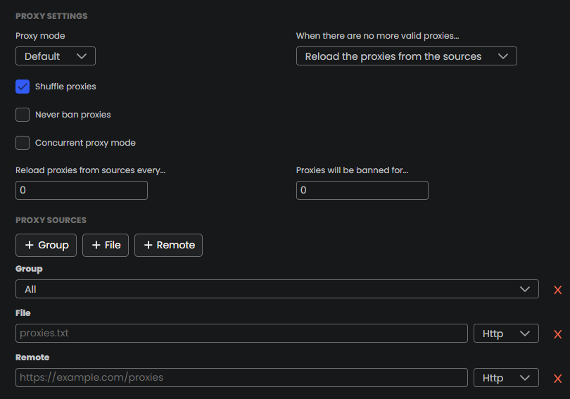 Multi Run Job proxy settings